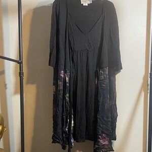 Luxe Elegant Black Dress with Vibrant Floral Accents